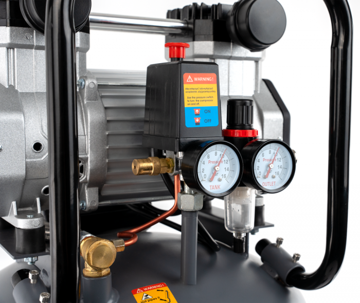 Compresor aer vertical silentios 100L 230V 10BAR fara ulei 394Lmin 3000W 4.1CP (TA3397) [5]
