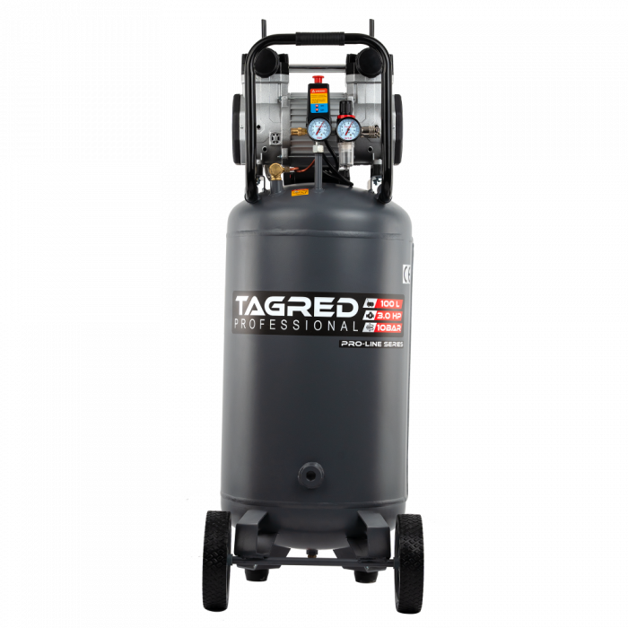 Compresor aer vertical silentios 100L 230V 10BAR fara ulei 394Lmin 3000W 4.1CP (TA3397) [1]