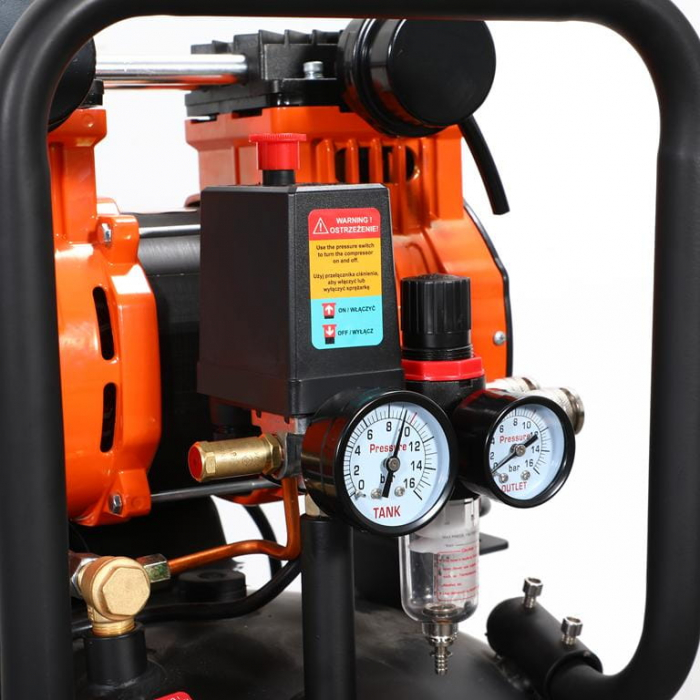 Compresor aer vertical silentios 50L 230V 8BAR fara ulei 290Lmin 2000W 2.7CP (KD1388) [8]