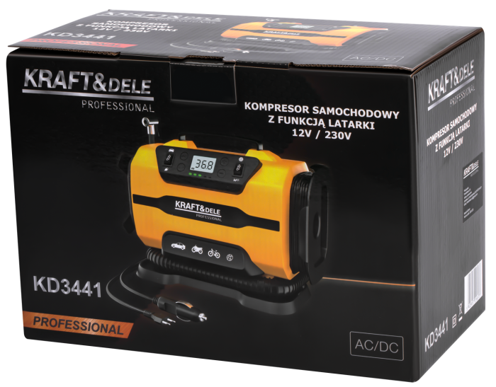 Compresor auto 12V 230V 10 bari lanterna LED afisaj LCD (KD3441) [12]