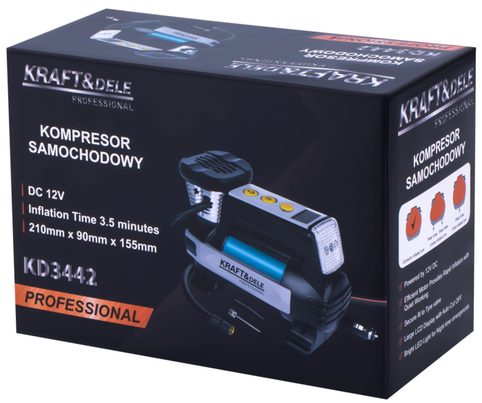 Compresor auto 12V 35 Lmin 6.9 bari cablu 3m lanterna LED afisaj LCD (KD3442) [13]