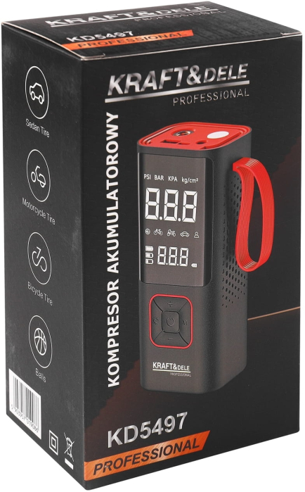 Compresor auto 3 in 1 cu acumulator, lanterna, baterie externa, 7800 mAh 0.3-10 bar, 30 l/min, (KD5497) [15]