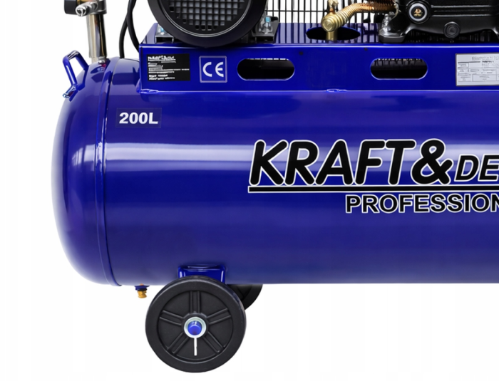 Compresor cu ulei 200L, 4100W, 650 l/min, 8 bar, 400V, industrial, albastru (KD4059) [4]