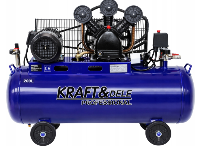 Compresor cu ulei 200L, 4100W, 650 l/min, 8 bar, 400V, industrial, albastru (KD4059) [3]