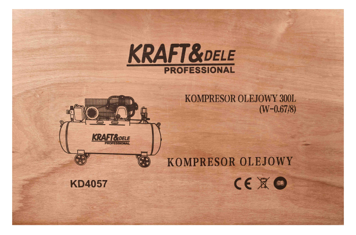 Compresor cu ulei 300L, 3 pistoane, 9.6 kW, 1460 l/min, 9 bar, 400V, transmisie curea (KD4057) [20]