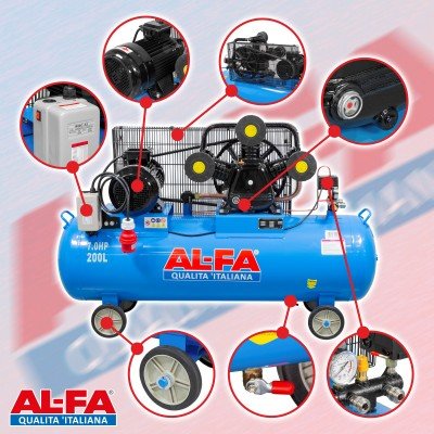Compresor aer de ulei 200L cu motor 5,2 kW debit 910 l/min presiune 8 bar alimentare 400V 2850 rpm (ALC-200-3) [2]
