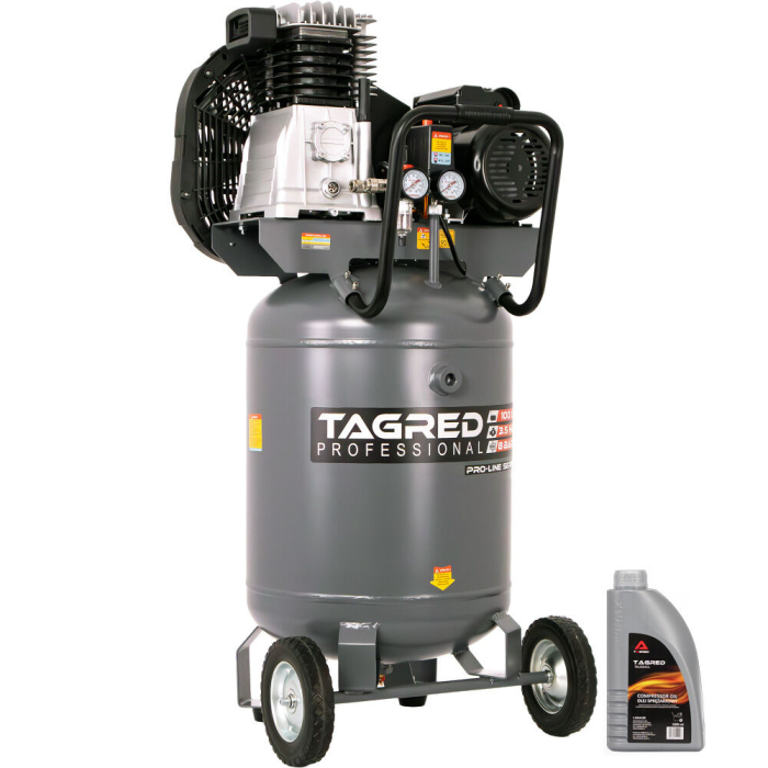 Compresor de ulei vertical profesional cu piston dublu 100l 10 bar (TA3401) [12]