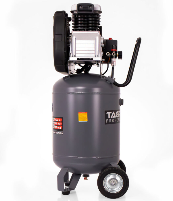 Compresor de ulei vertical profesional cu piston dublu 100l 10 bar (TA3401) [4]