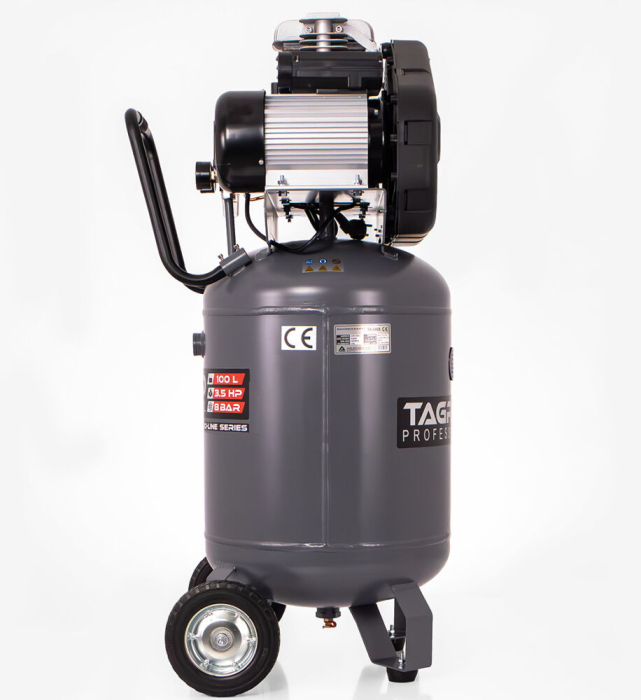 Compresor de ulei vertical profesional cu piston dublu 100l 10 bar (TA3401) [6]