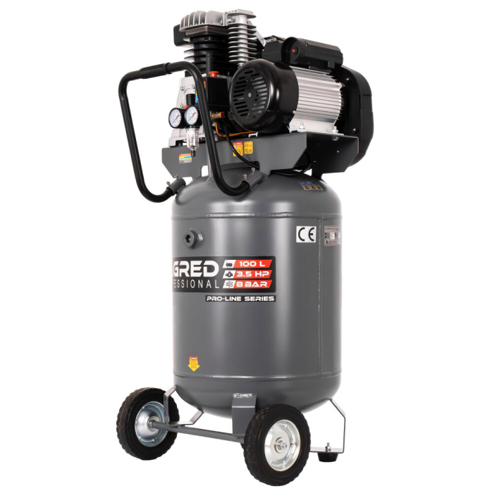 Compresor de ulei vertical profesional cu piston dublu 100l 10 bar (TA3401) [7]