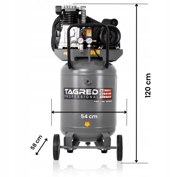 Compresor de ulei vertical profesional cu piston dublu 100l 10 bar (TA3401) [11]