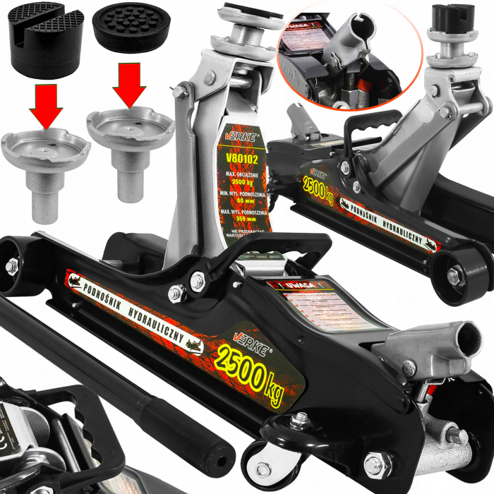 Cric hidraulic 2.5T 80-360mm talie joasa + set 2 suporti auto 3T (2.5T(+)+3T) [2]