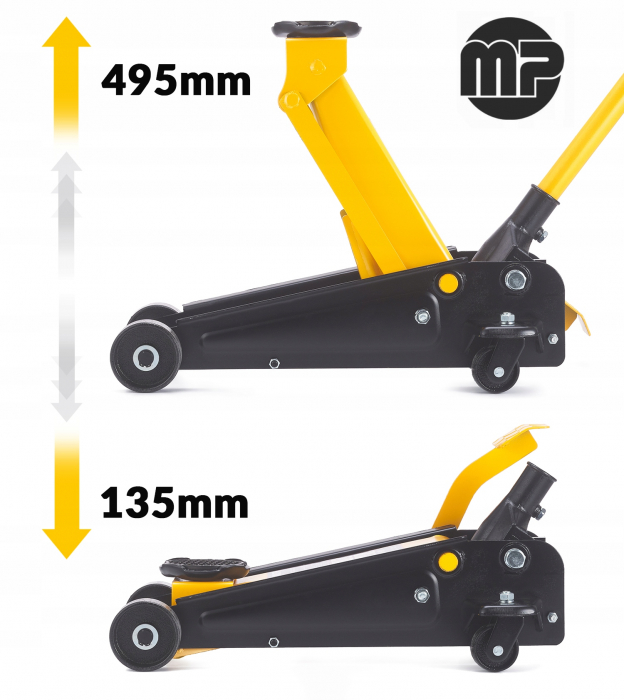 Cric hidraulic 3 Tone 135-495 mm cu pedala tip crocodil ridicare auto (MP0518) [7]