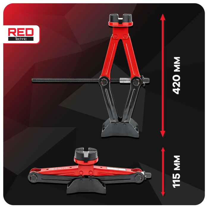 Cric mecanic tip foarfeca 2.5T, 115-420mm, cu cheie si capete 21/23mm, pentru autoturisme (RTPTR0151) [24]