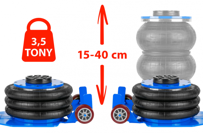Cric pneumatic 3.5 Tone profesional cu pernă de aer pentru vulcanizare 14-40cm + Set 2 suporti sustinere tip capra 3 Tone auto (VRF08350+KD3171) [3]