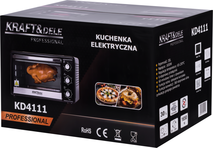 Cuptor electric cu functie de rotisor si accesorii 30L 1650W 65-230 °C (KD4111) [11]