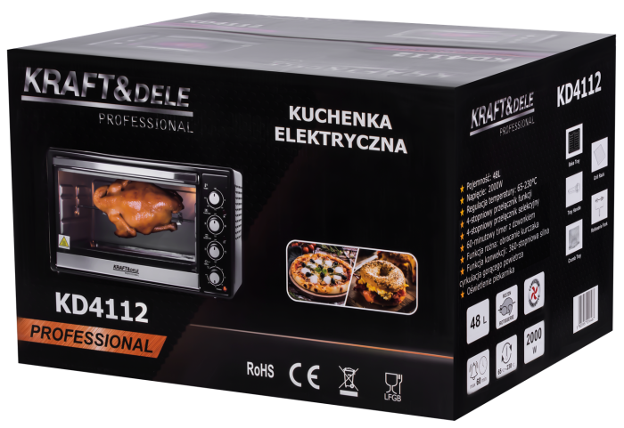 Cuptor electric cu functie de rotisor si accesorii 48L 2000W 65-230 °C (KD4112) [9]