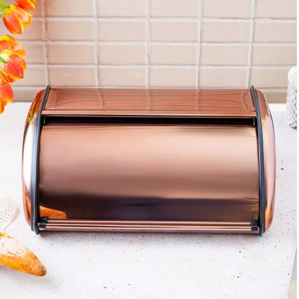 Cutie pentru paine din metal auriu roz 44cm (KH-1870) [5]