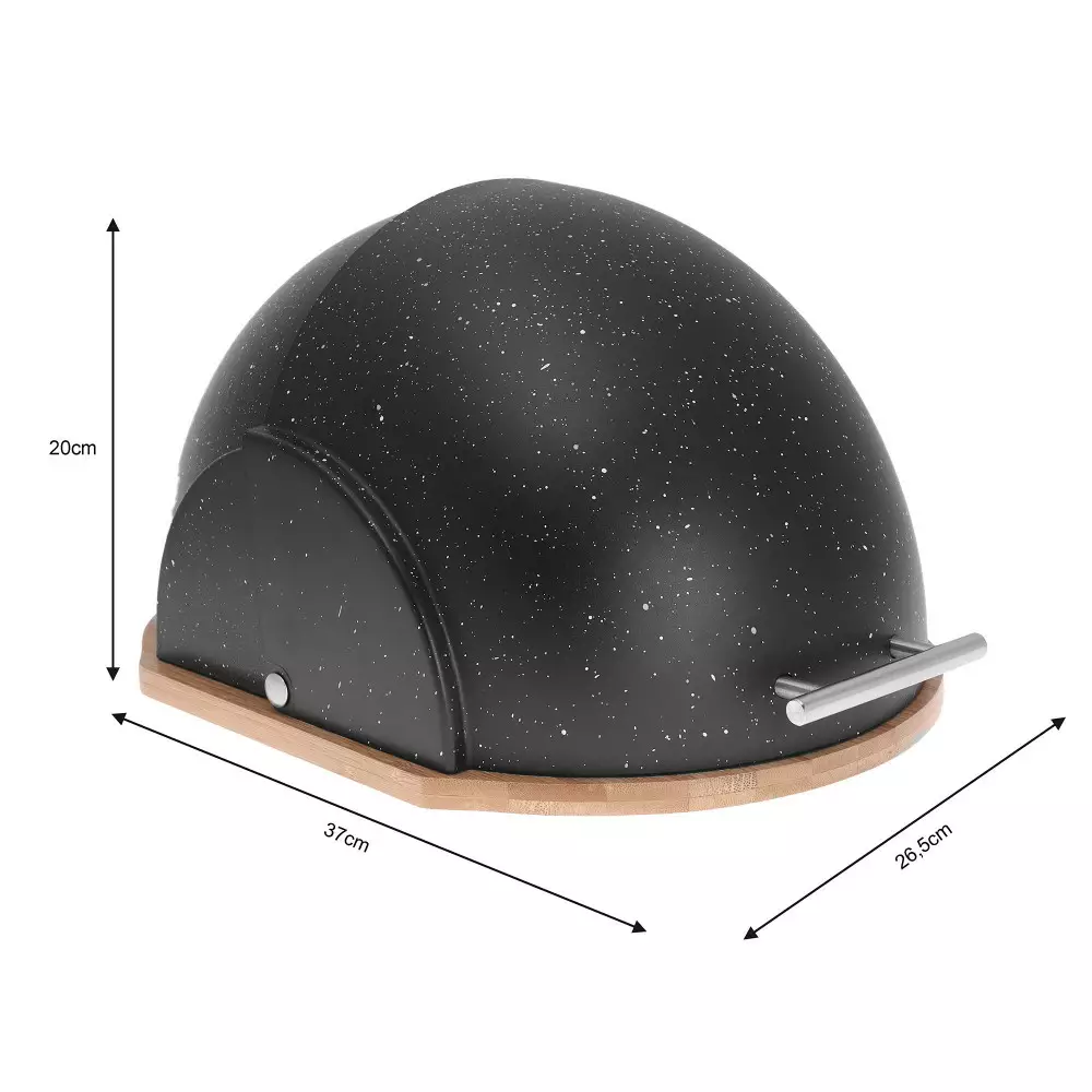 Cutie pentru paine din bambus si acrilic aspect marmura neagra  (KB-7277) [2]
