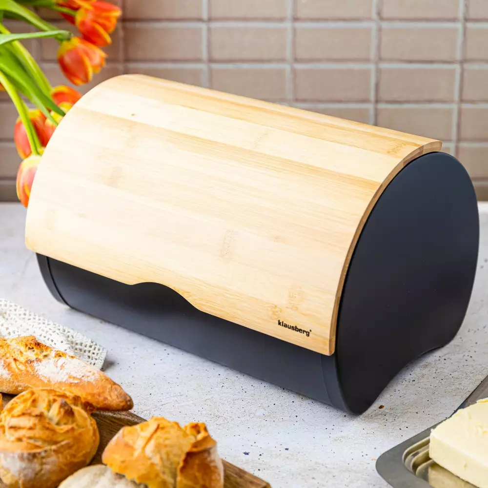 Cutie pentru paine din lemn neagra 32x24x20,5cm (KB-7711) [5]
