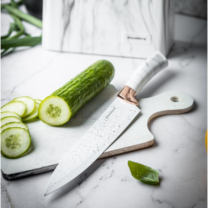 Cutite de bucatarie in suport albe cu design maro set 6 piese (KB-7769) [18]