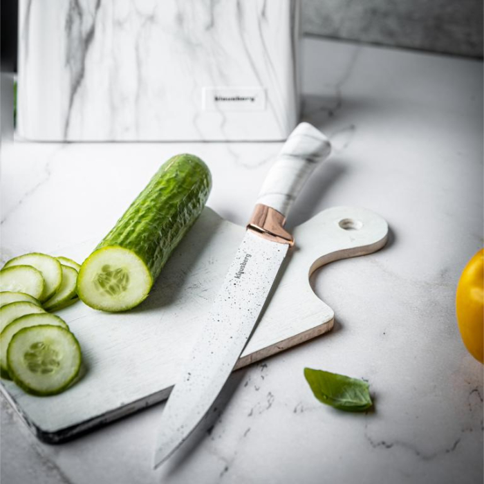 Cutite de bucatarie in suport albe cu design maro set 6 piese (KB-7769) [22]