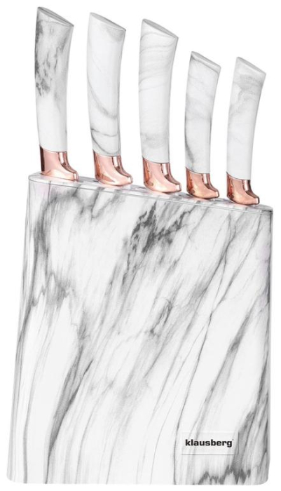 Cutite de bucatarie in suport albe cu design maro set 6 piese (KB-7769) [2]