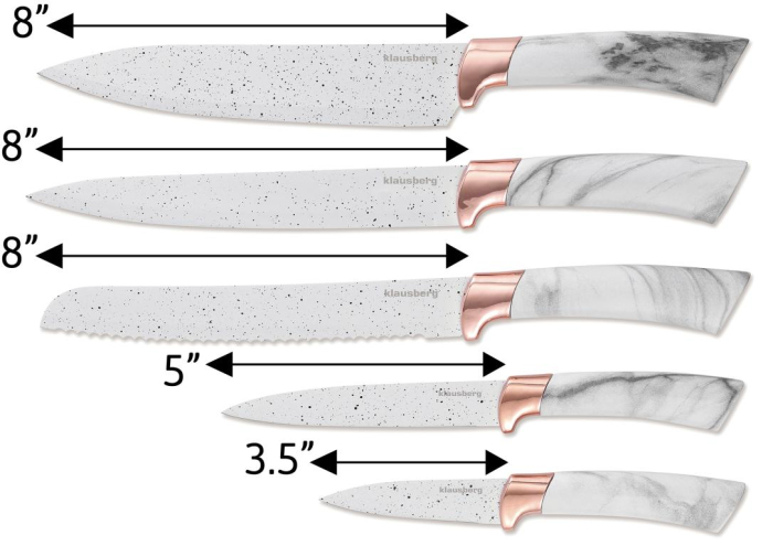 Cutite de bucatarie in suport albe cu design maro set 6 piese (KB-7769) [3]