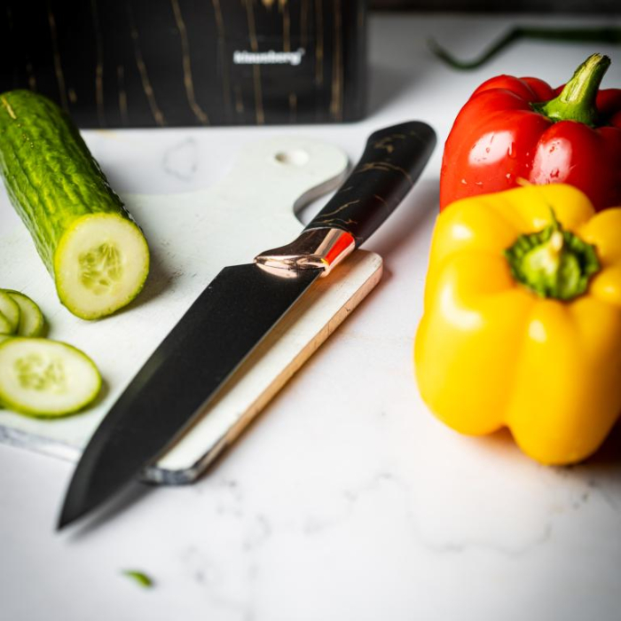 Cutite de bucatarie in suport negru cu design set 6 piese (KB-7768) [17]