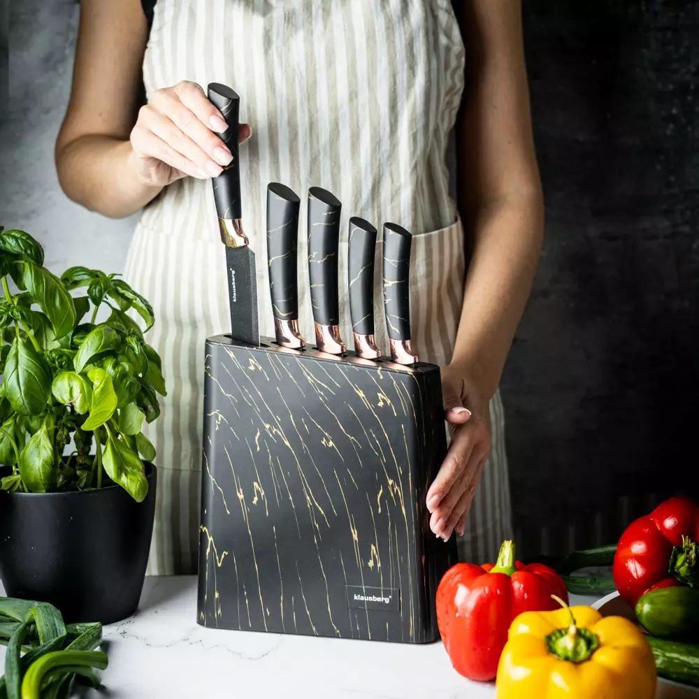 Cutite de bucatarie in suport negru cu design set 6 piese (KB-7768) [11]