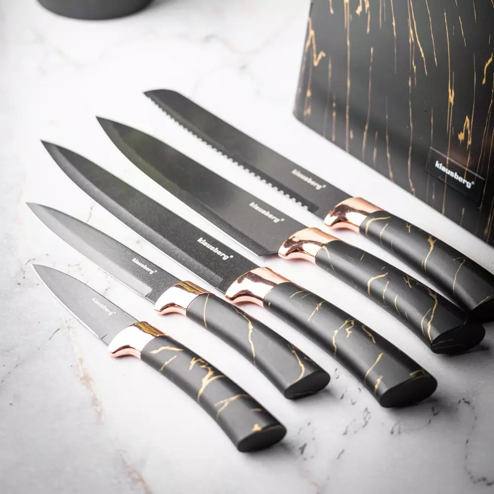 Cutite de bucatarie in suport negru cu design set 6 piese (KB-7768) [6]