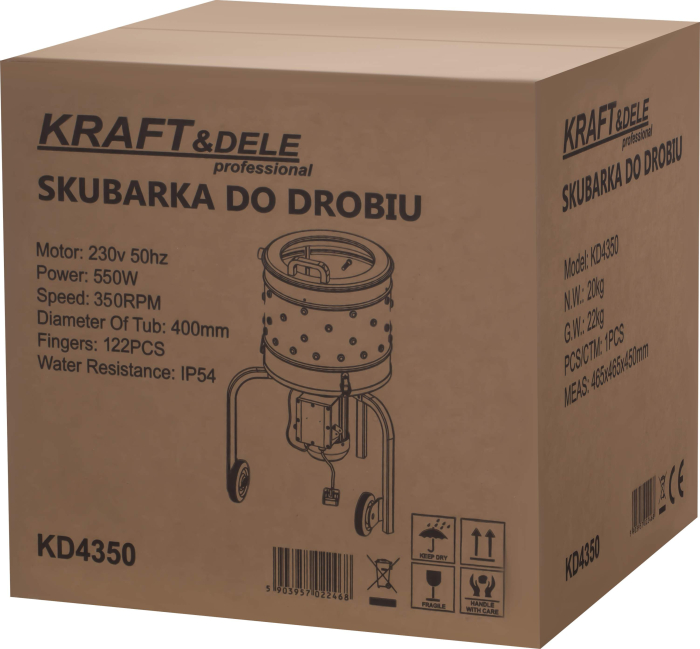 Deplumator, smulgator de pene pentru pasari 550W 400mm (KD4350) [15]