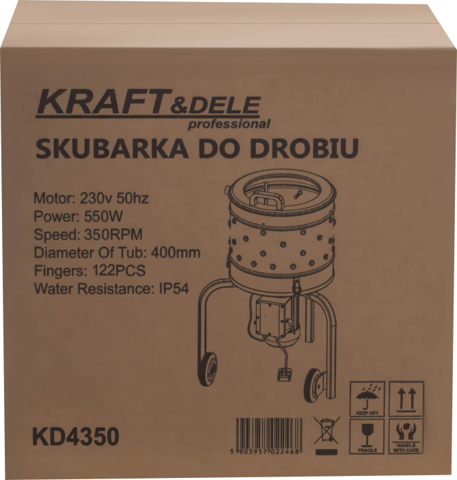 Deplumator, smulgator de pene pentru pasari 550W 400mm (KD4350) [17]