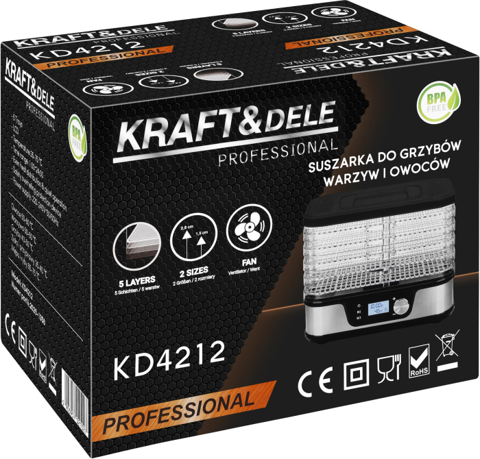 Deshidrator electric 650W pentru fructe, legume si ciuperci cu 5 tavi (KD4212) [18]