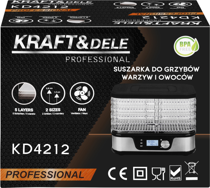Deshidrator electric 650W pentru fructe, legume si ciuperci cu 5 tavi (KD4212) [20]