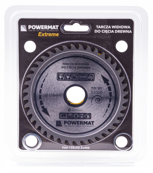 Disc circular vidia pentru lemn 125x22.2 mm, 40 dinti, taiere universala PM0895 (TDD-125x22.2x40Z) [2]