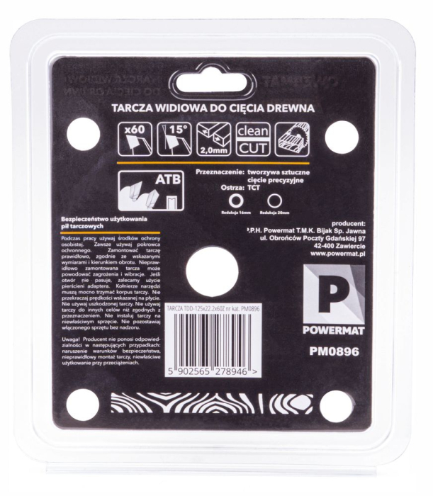 Disc circular vidia pentru lemn 125x22.2 mm, 60 dinti, taiere de precizie PM0896 (TDD-125x22.2x60Z) [7]