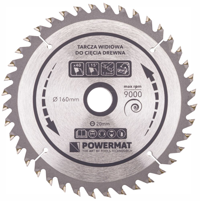 Disc circular vidia pentru lemn 160x20 mm, 40 dinti, taiere universala PM0879 (TDD-160x20x40Z) [3]