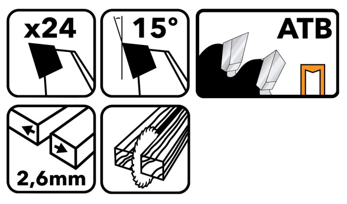 Disc circular vidia pentru lemn 210x30 mm, 24 dinti, taiere rapida si bruta, PM0888 (TDD-210x30x24Z) [4]