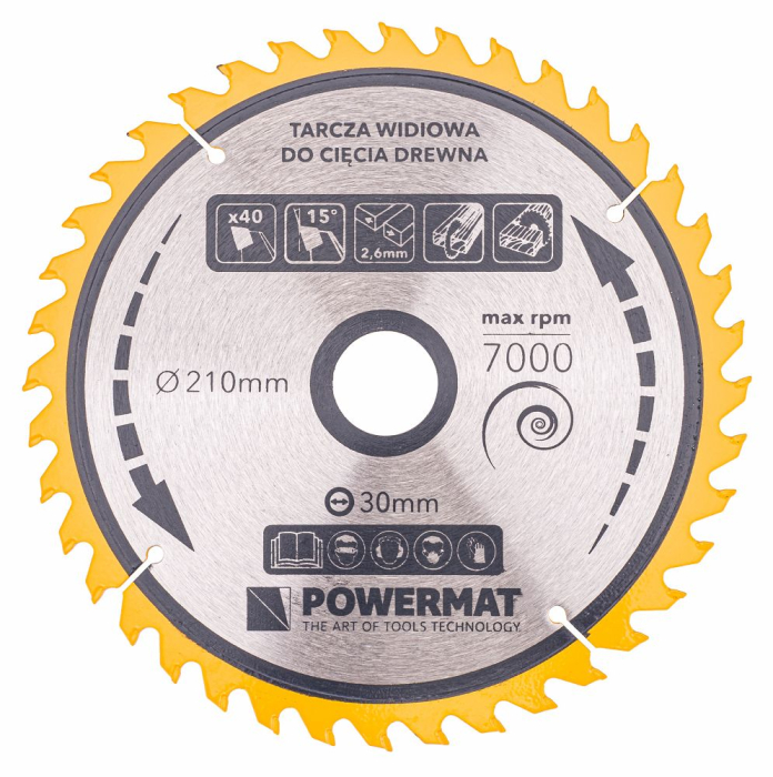 Disc circular vidia pentru lemn 210x30 mm, 40 dinti, taiere universala, PM0889 (TDD-210x30x40Z) [2]