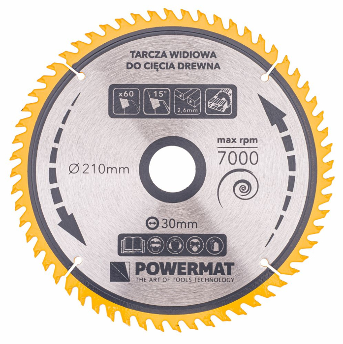 Disc circular vidia pentru lemn 210x30 mm, 60 dinti, taiere curata si finisaj, PM0890 (TDD-210x30x60Z) [2]