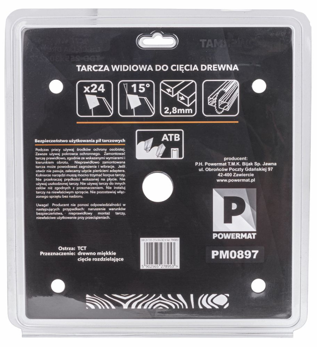 Disc circular vidia pentru lemn 255x30 mm, 24 dinti, taiere rapida si debitare, PM0897 (TDD-255x30x24Z) [6]