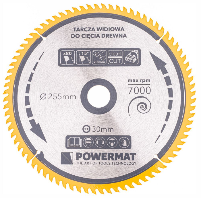 Disc circular vidia pentru lemn si plastic 255x30 mm, 80 dinti, taiere de inalta precizie,PM0900 (TDD-255x30x80Z) [2]