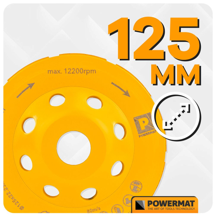 Disc diamantat oala 125mm dublu segmentat pentru slefuit beton si piatra PM1419 (PM-DTG-1253T) [13]