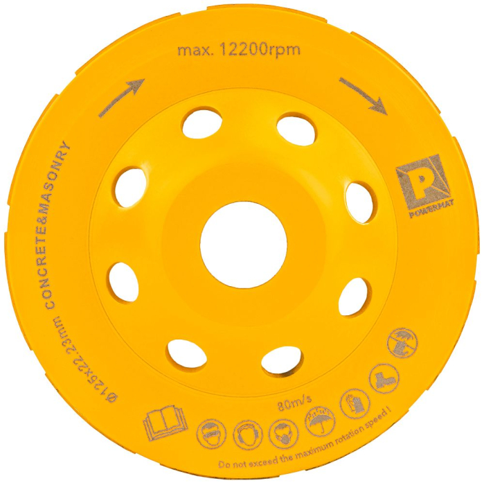 Disc diamantat oala 125mm dublu segmentat pentru slefuit beton si piatra PM1419 (PM-DTG-1253T) [2]