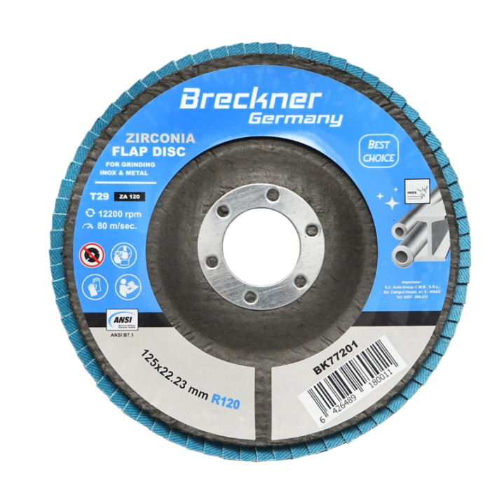 Disc lamelar abraziv cu zirconiu pentru taiat si polizat metal, inox P120, 125mm DISGX20 (BK77201) [1]