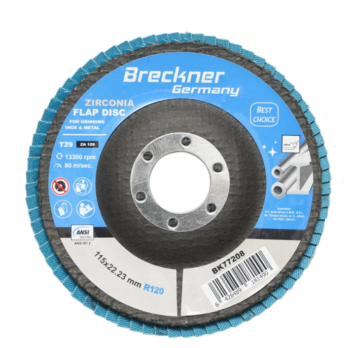 Disc lamelar abraziv cu zirconiu pentru taiat si polizat metal si inox P120, 115mm DISGX96 (BK77208) [1]