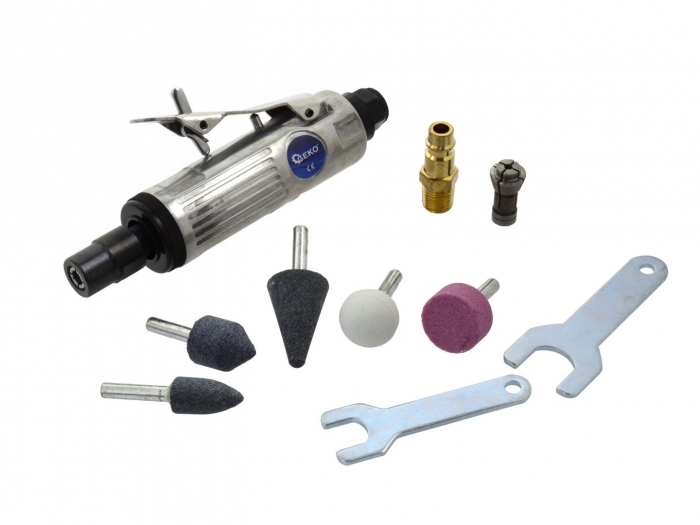 Dispozitiv mini polizor drept slefuire cu aer biax pneumatic + accesorii pietre (G03143) [1]