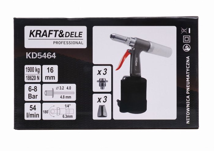 Dispozitiv pistol pneumatic pentru nituire nituit pop-nituri 3,2  4,0  4,8 mm (KD5464) [8]