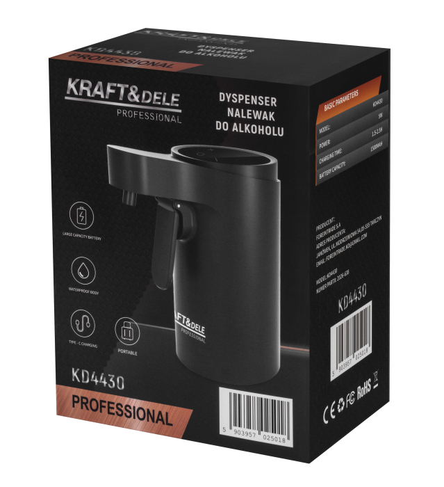 Dozator electronic de lichide 10-100 ml cu baterie 1500 mAh si incarcare USB-C (KD4430) [13]